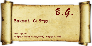 Baksai György névjegykártya